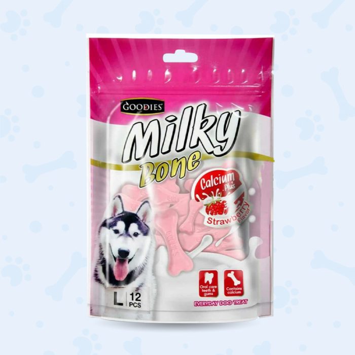 Goodies Dog Treats Milky Bone 228g (Strawberry Flavor) gulshanpetclinic